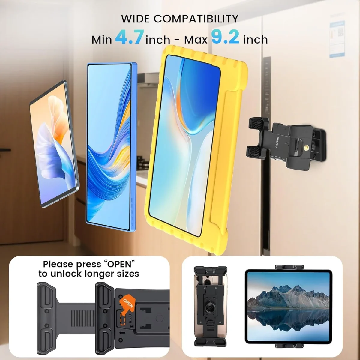OHLPRO magnetic iPad holder fits all 5"-13" phones and tablets