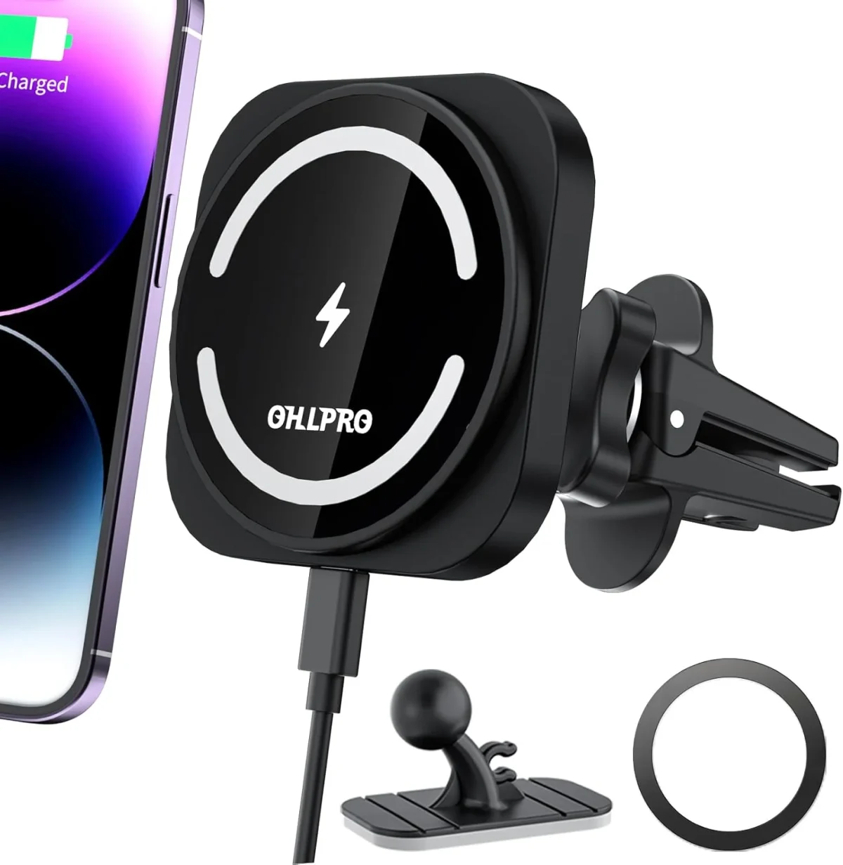 ohlpro-2-in-1-vent-dashboard-magsafe-phone-holder OHLPRO 15W MagSafe Car Charger Mount Wholesale for iPhone 17 Pro Max
