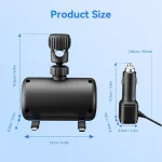 140W backseat car charger station product dimensions, compact size fits most vehicle headrest poles