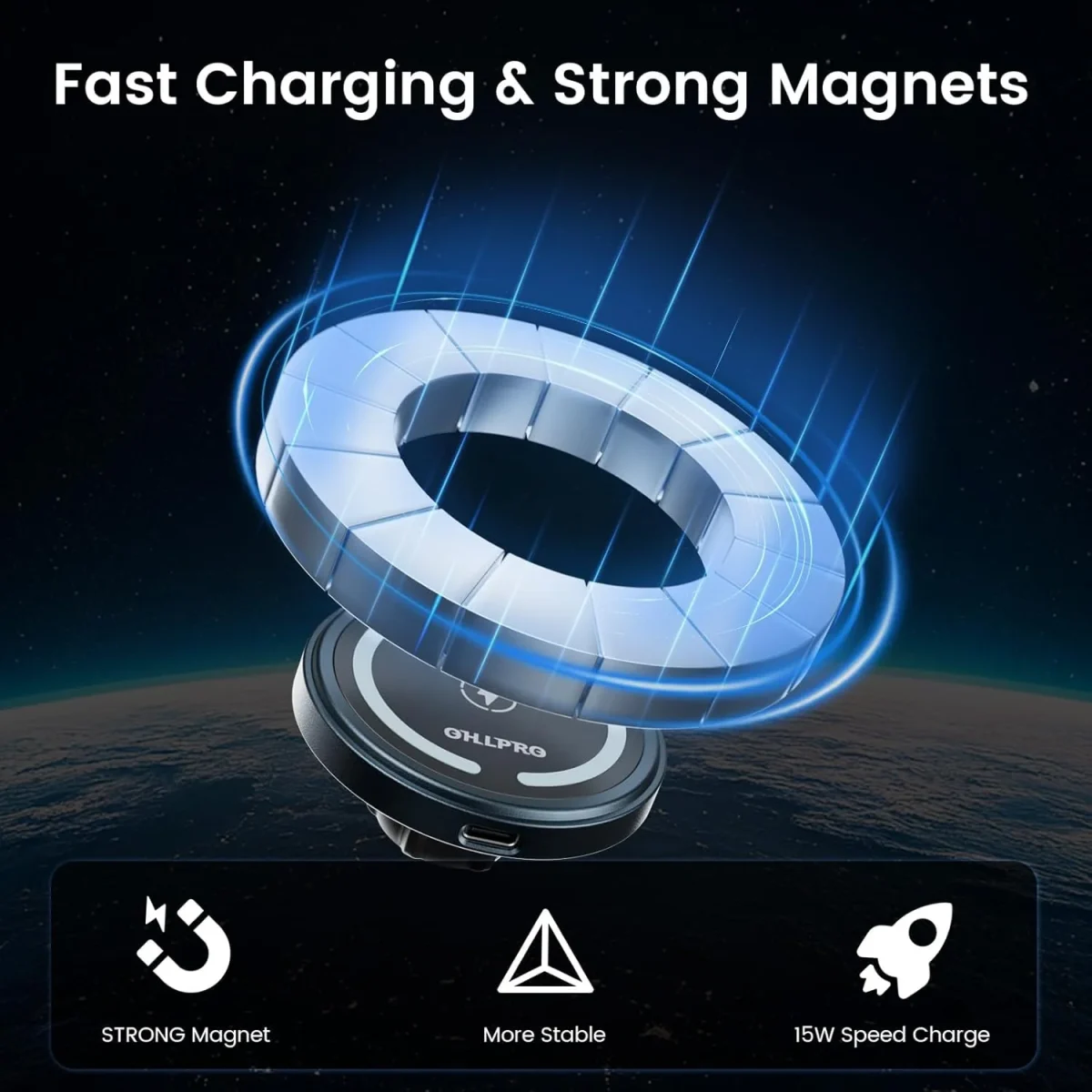 15W fast wireless charging MagSafe car charger, stable high-speed charging for smartphones