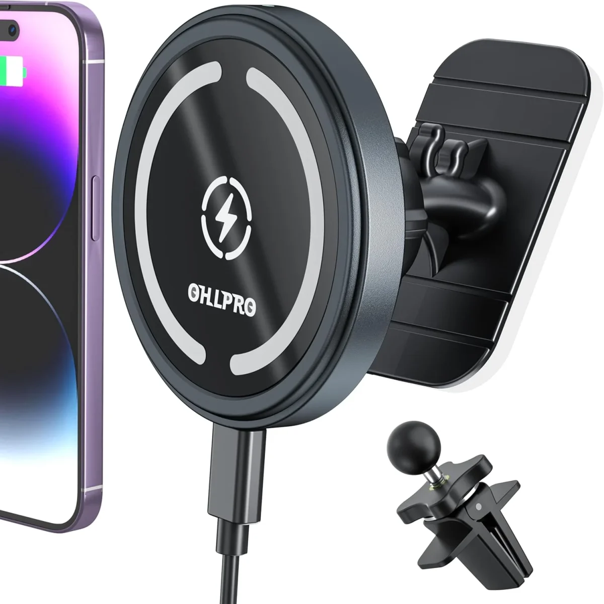 15w-magsafe-wireless-car-charger-moun OHLPRO 15W MagSafe wireless car charger mount with durable aluminum shell