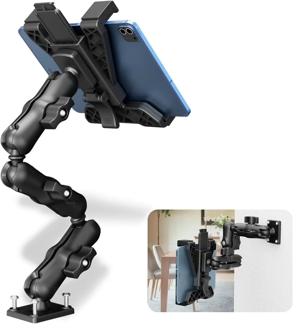 3-stage-arm-drill-base-tablet-mount OHLPRO 3-stage arm drill base tablet mount for truck, desk and wall
