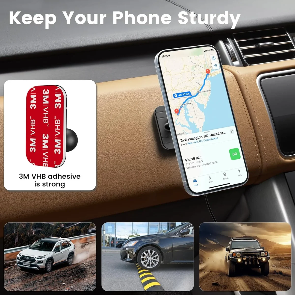 Strong 3M adhesive gum base for sticking MagSafe charger on car dashboard