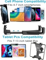 Multi-device compatible drill base car mount for 7-11.5 inch iPad, Samsung, Surface and all tablets