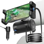 OHLPRO 140W retractable backseat car charger station, 5-in-1 headrest charging box with 140 watts total power output