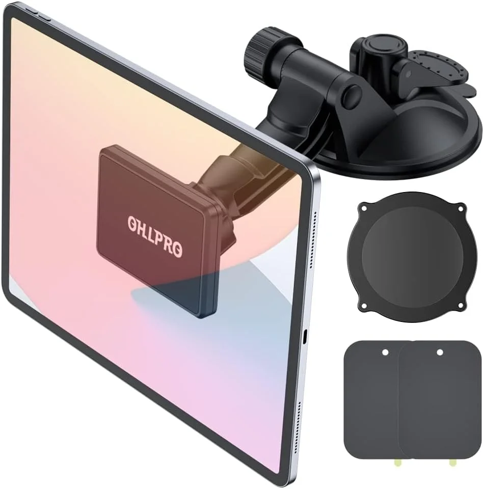 ohlpro-magnetic-tablet-holder-for-car-main OHLPRO Magnetic Tablet Holder for Car with suction cup mount and extendable arm for iPad and MagSafe iPhones