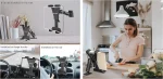 Tablet holder used in kitchen, car dashboard and wall, multi-scene drill base mount