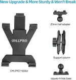 Tablet holder for truck exploded view, showing drill base, arm and mounting components